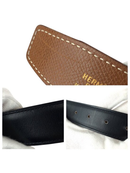 Hermes Reversible 68 Gold Brown Black Calf Belt main image 4